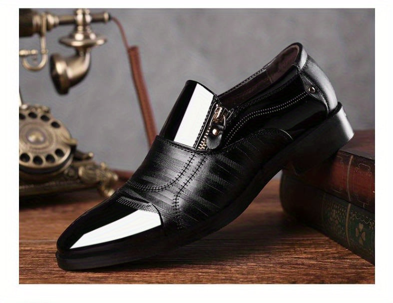 Mens Fashion Zipper Slip-On Shoes - Durable, Anti-Slip & Stylish - Perfect for Business & Casual Wear - Comfortable, Sophisticated Design