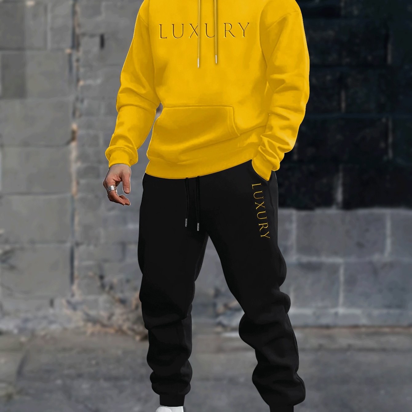 2pcs Luxury Men's Long Sleeves Hoodie & Sweatpants Co-ord Set, Casual Comfy Style for Spring Autumn Winter Outfits Clothing