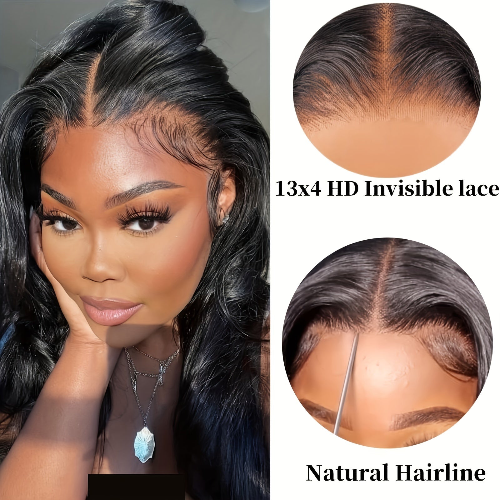 Glueless Wigs Human Hair Body Wave 13x4 Lace Front Wigs No Glue Pre Cut Pre Plucked HD Lace Frontal Wigs For Beginners Brazilian Human Hair Wig Upgrade Glueless Wigs For Women 180% Density