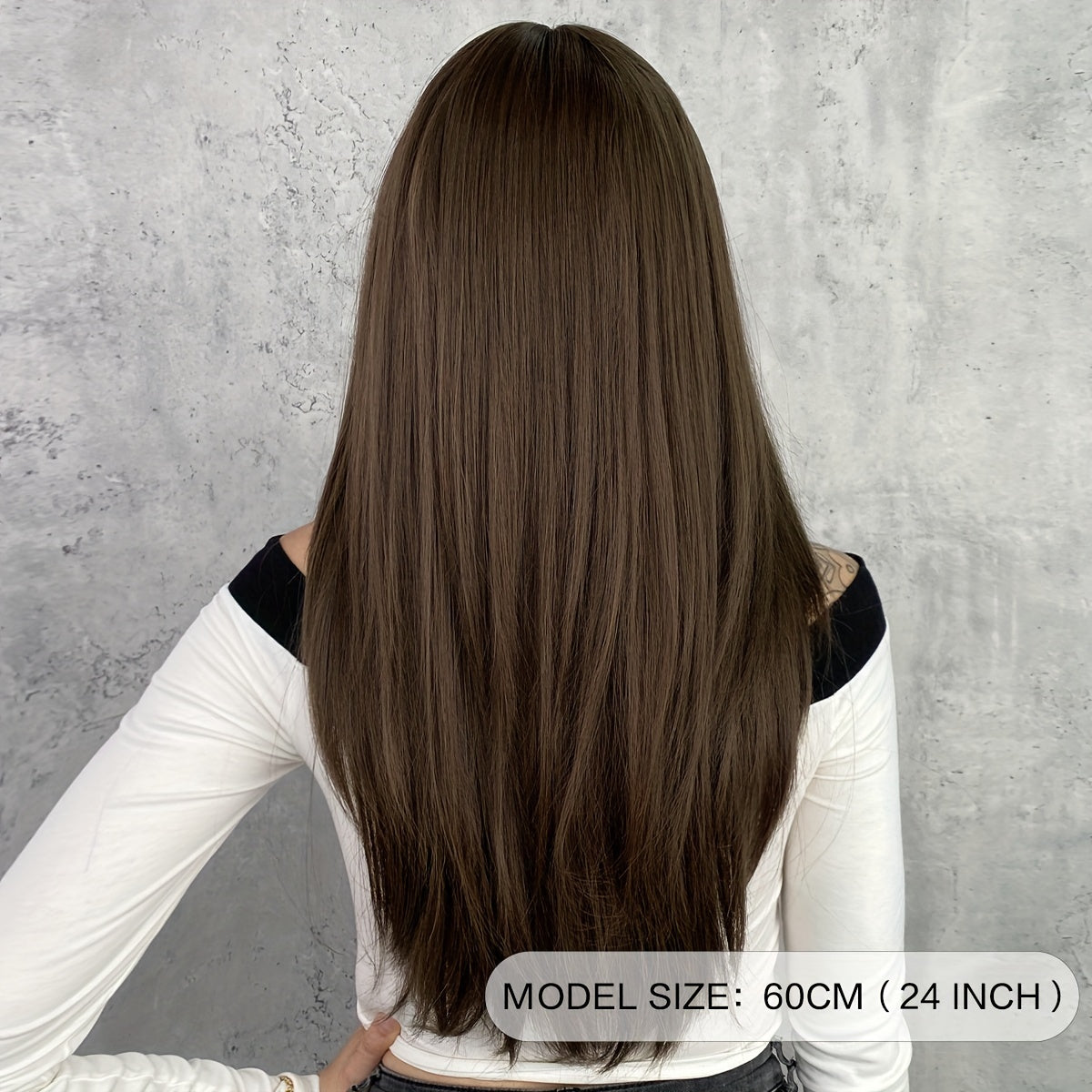 Long Straight Brown Wig For Women Daily Cosplay Use Natural Synthetic Layer Wigs With Bangs Heat Resistant High Quality