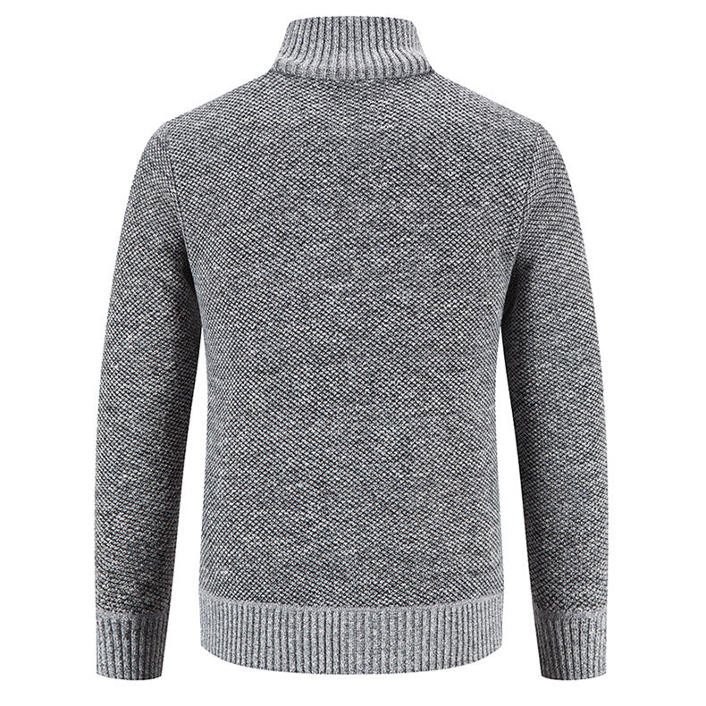 Mens Diamond Plaid Cardigan - Stylish Casual with Refined Stand Collar - Luxuriously Plush & Cozy Warm Knit Zip Up - Eye-Catching Design