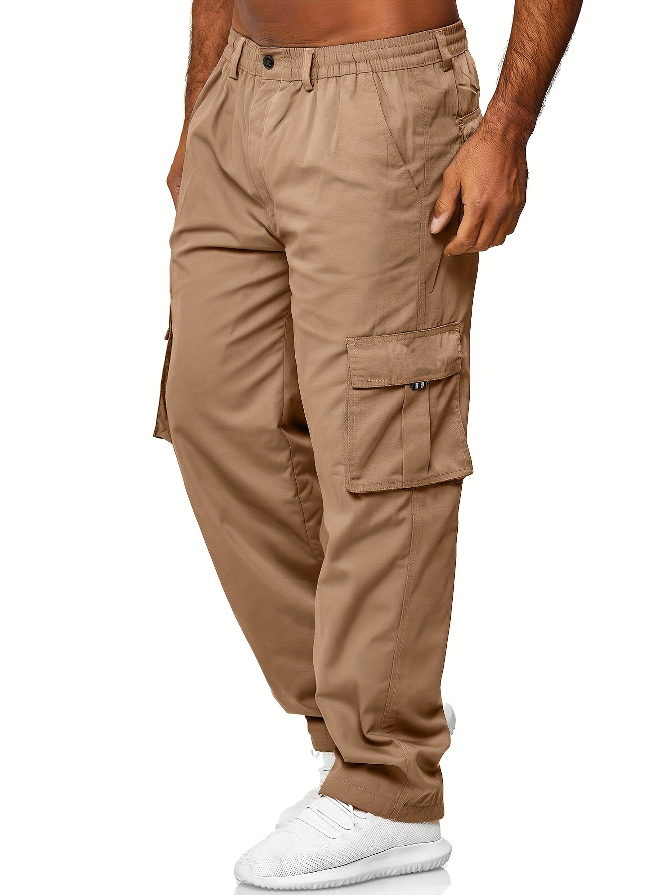 Mens Lightweight Cargo Jogger Pants - Fashionable & Flexible with Secure Flap Pockets - Comfortable Loose Fit for All-Season Casual Wear