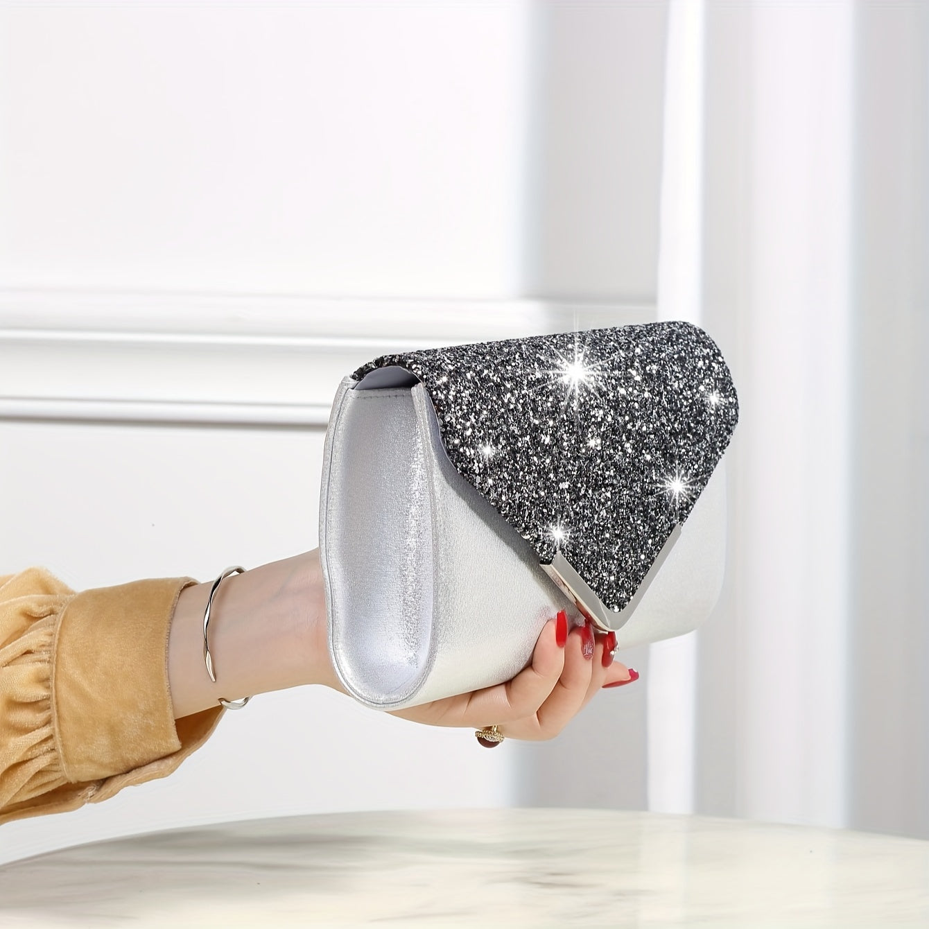 Shining And Charming Ladies' Evening Dress Bag, Fashionable And Elegant Luxury Hand-held Bag And Envelope Bag, Gorgeous Evening Bags For Women's Birthday Parties, Weddings, Dances, And Banquets