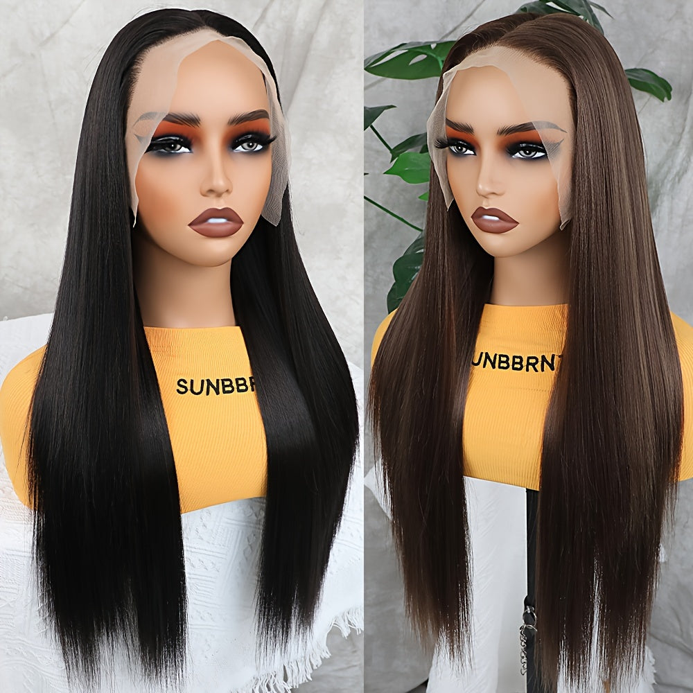 Synthetic 13x6 Lace Front Wigs 180 Density HD Lace Frontal Wigs For Women Long Straight Wigs Straight Hair Heat Resistant Fiber Hair Synthetic Lace Front Wigs 28inch