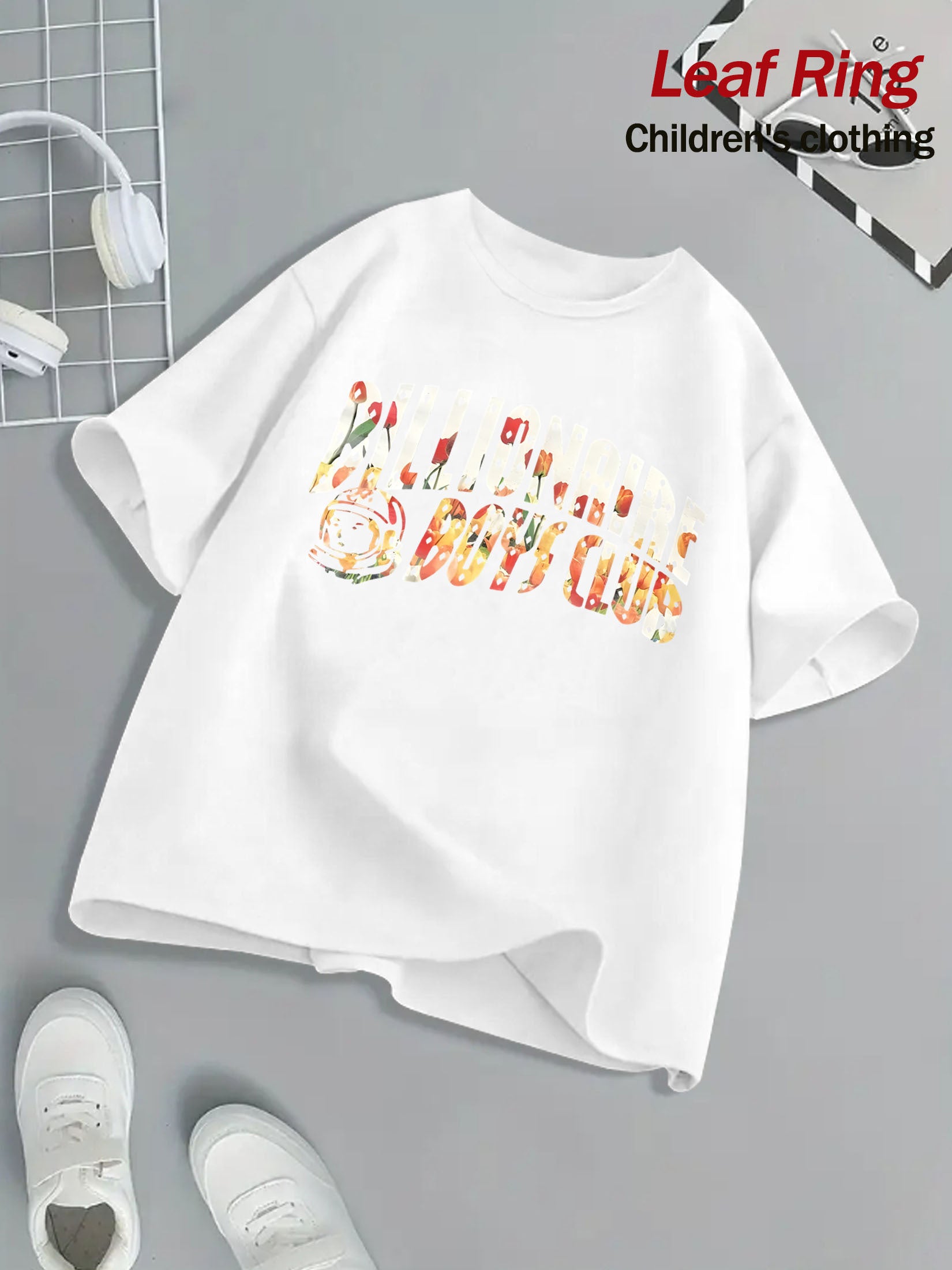 Billionaire Boys Club Floral Print T-Shirt - Bright Yellow, Kids' Summer Essential, 100% Cotton, Loose Fit, Casual Crew Neck, Short Sleeve, Machine Washable, Children's Playwear | Vibrant Kids Fashion | Breathable Fabric, Twe