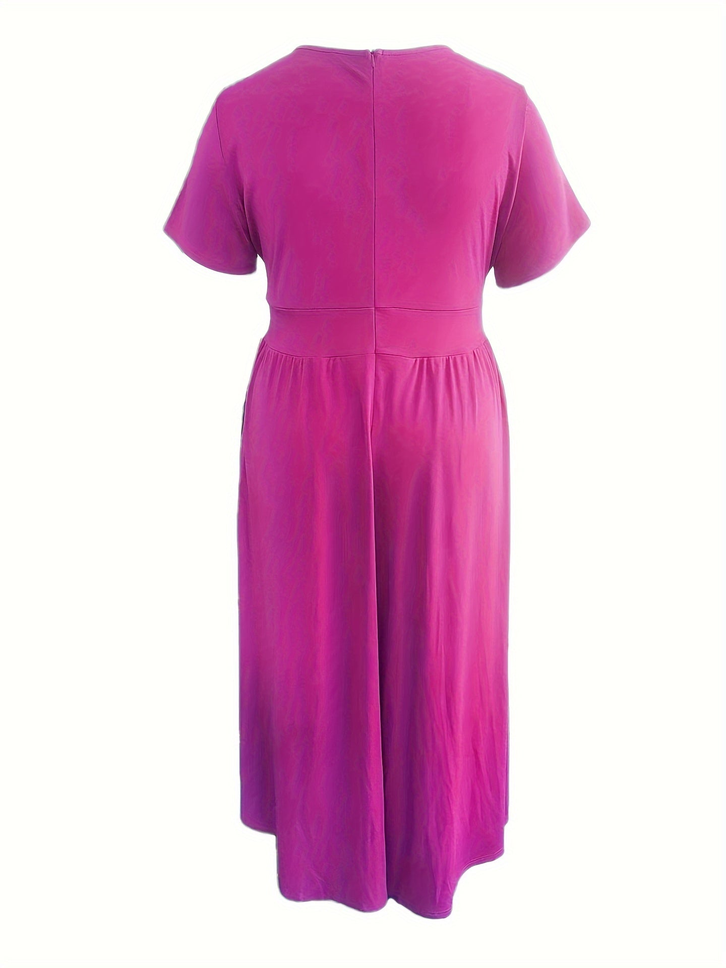 [Elegant Maxi Dress] Elegant Plus Size Solid Maxi Dress | Women's Medium Stretch Long Dress