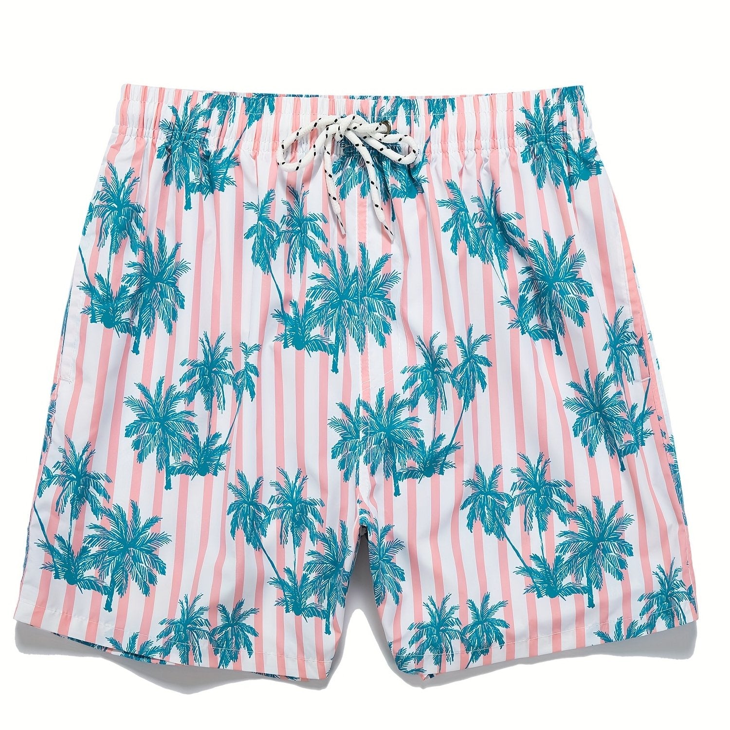 Mens Watermelon Print Hawaiian Shorts - Ultra-Comfortable Quick Dry Swim Trunks with Pockets & Drawstring Waistband - Durable Cartoon Pattern for Fun Summer Vacation, Beach & Pool Outings