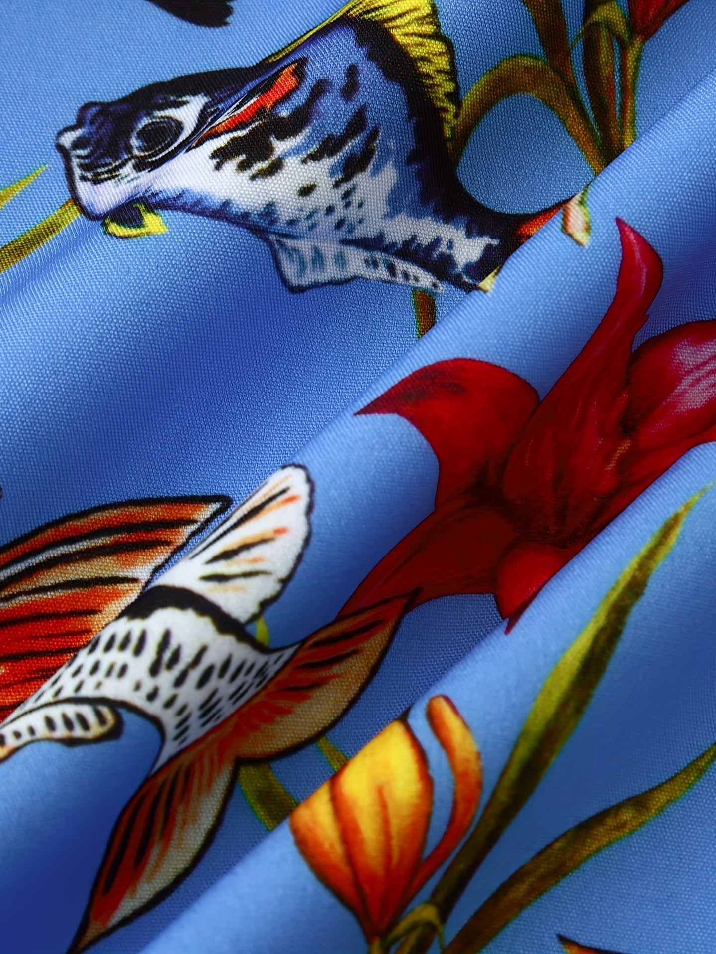 Mens Palm Tree & Lobster Paradise Short Sleeve Hawaiian Shirt - Lightweight, Comfortable, Perfect for Summer Beach Vacations