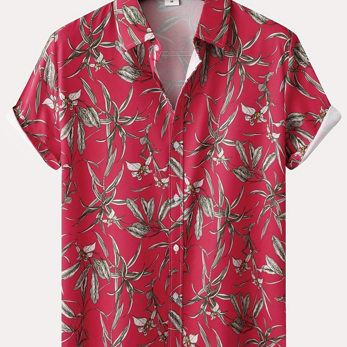 Mens Palm Tree & Lobster Paradise Short Sleeve Hawaiian Shirt - Lightweight, Comfortable, Perfect for Summer Beach Vacations