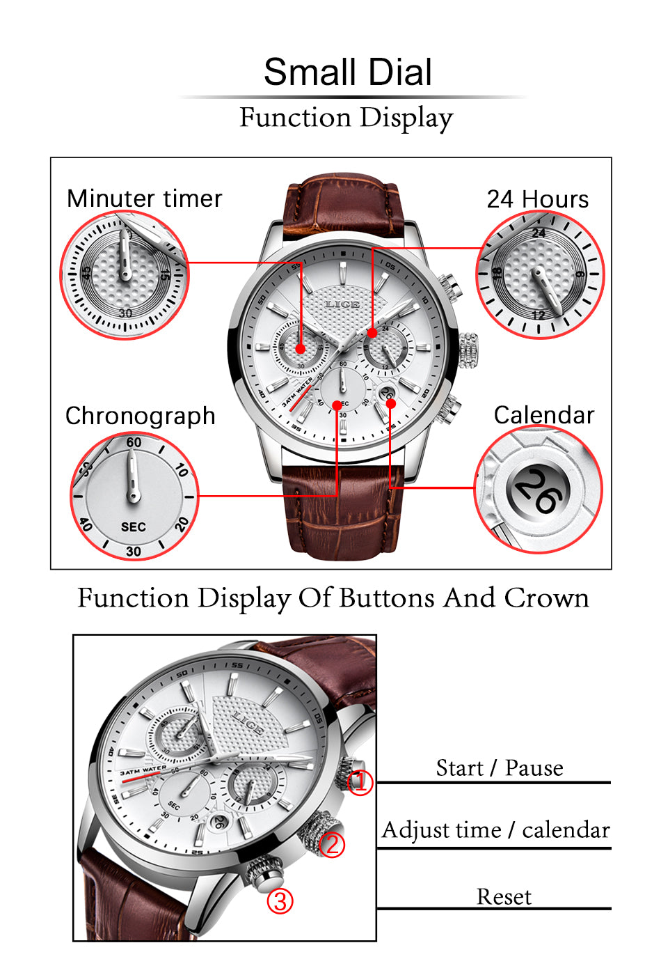 Watches Mens 2022 LIGE Top Brand Luxury Casual Leather Quartz Men's Watch Business Clock Male Sport Date Chronograph