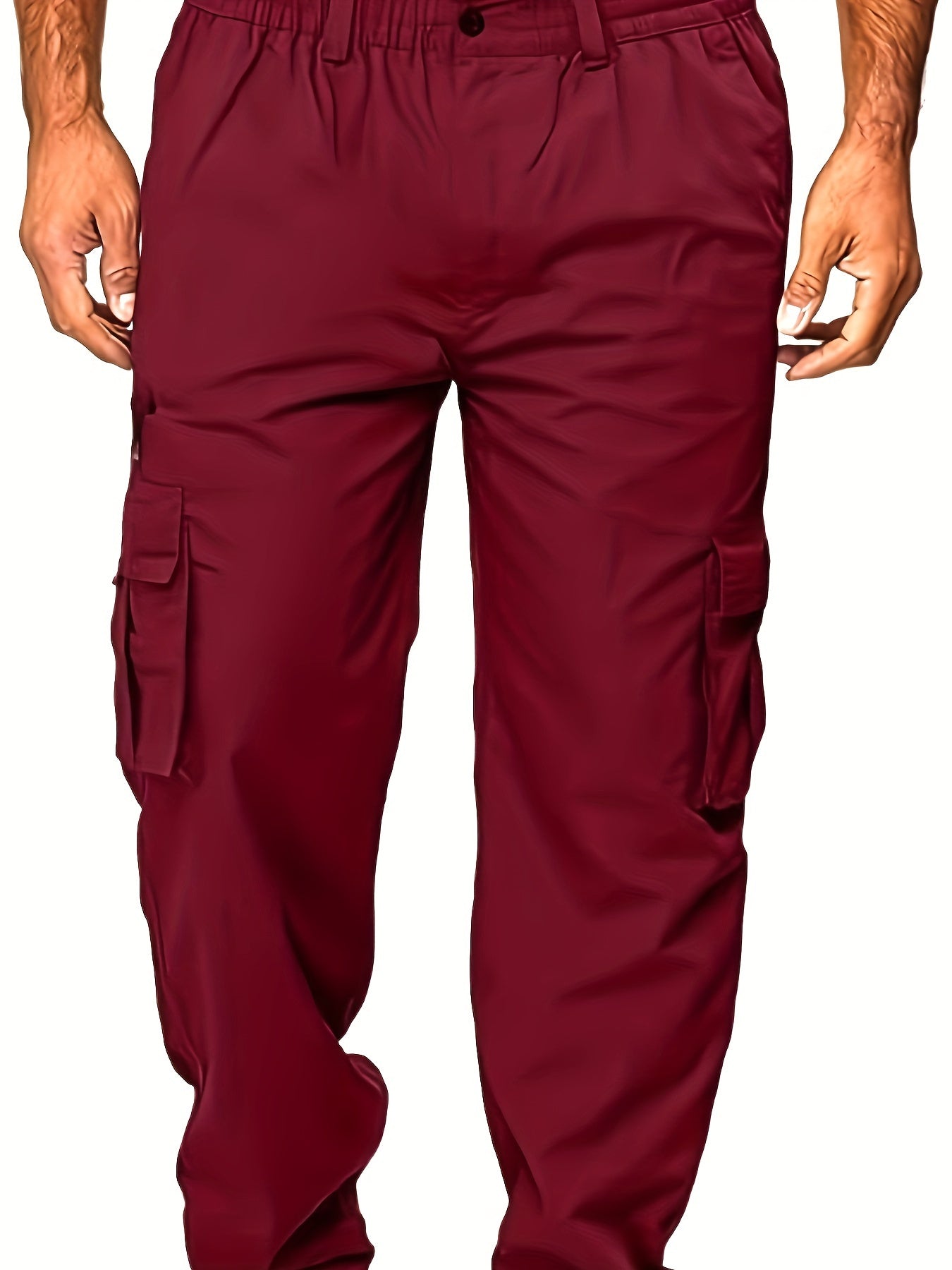 Mens Lightweight Cargo Jogger Pants - Fashionable & Flexible with Secure Flap Pockets - Comfortable Loose Fit for All-Season Casual Wear