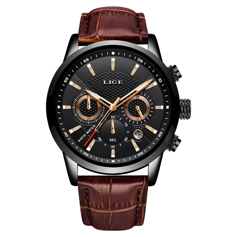 Watches Mens 2022 LIGE Top Brand Luxury Casual Leather Quartz Men's Watch Business Clock Male Sport Date Chronograph
