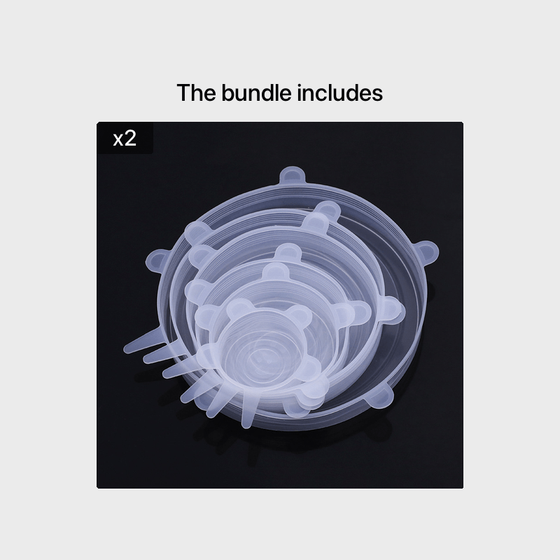 6 Silicone Stretch Lids, Reusable Durable Food Storage Covers for Bowls, Fits Most Containers in 6 Different Sizes, Dishwasher and Refrigerator Safe