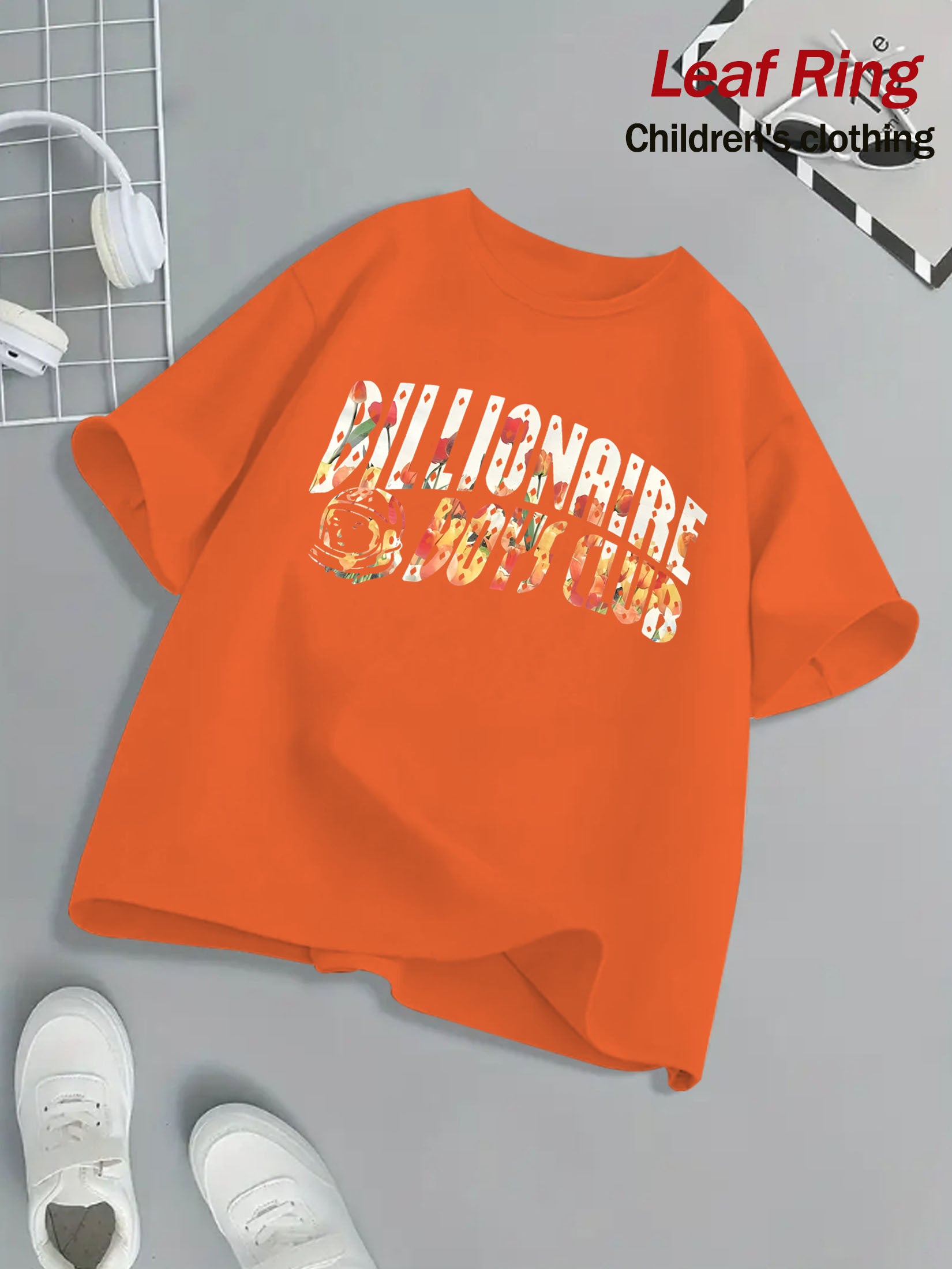 Billionaire Boys Club Floral Print T-Shirt - Bright Yellow, Kids' Summer Essential, 100% Cotton, Loose Fit, Casual Crew Neck, Short Sleeve, Machine Washable, Children's Playwear | Vibrant Kids Fashion | Breathable Fabric, Twe