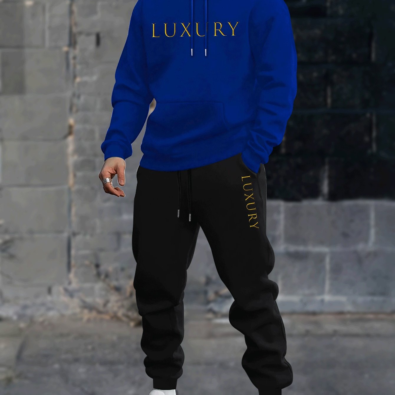 2pcs Luxury Men's Long Sleeves Hoodie & Sweatpants Co-ord Set, Casual Comfy Style for Spring Autumn Winter Outfits Clothing