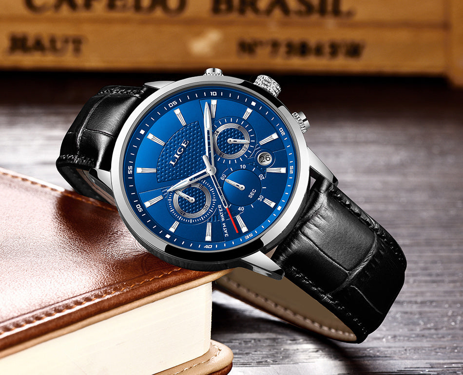 Watches Mens 2022 LIGE Top Brand Luxury Casual Leather Quartz Men's Watch Business Clock Male Sport Date Chronograph