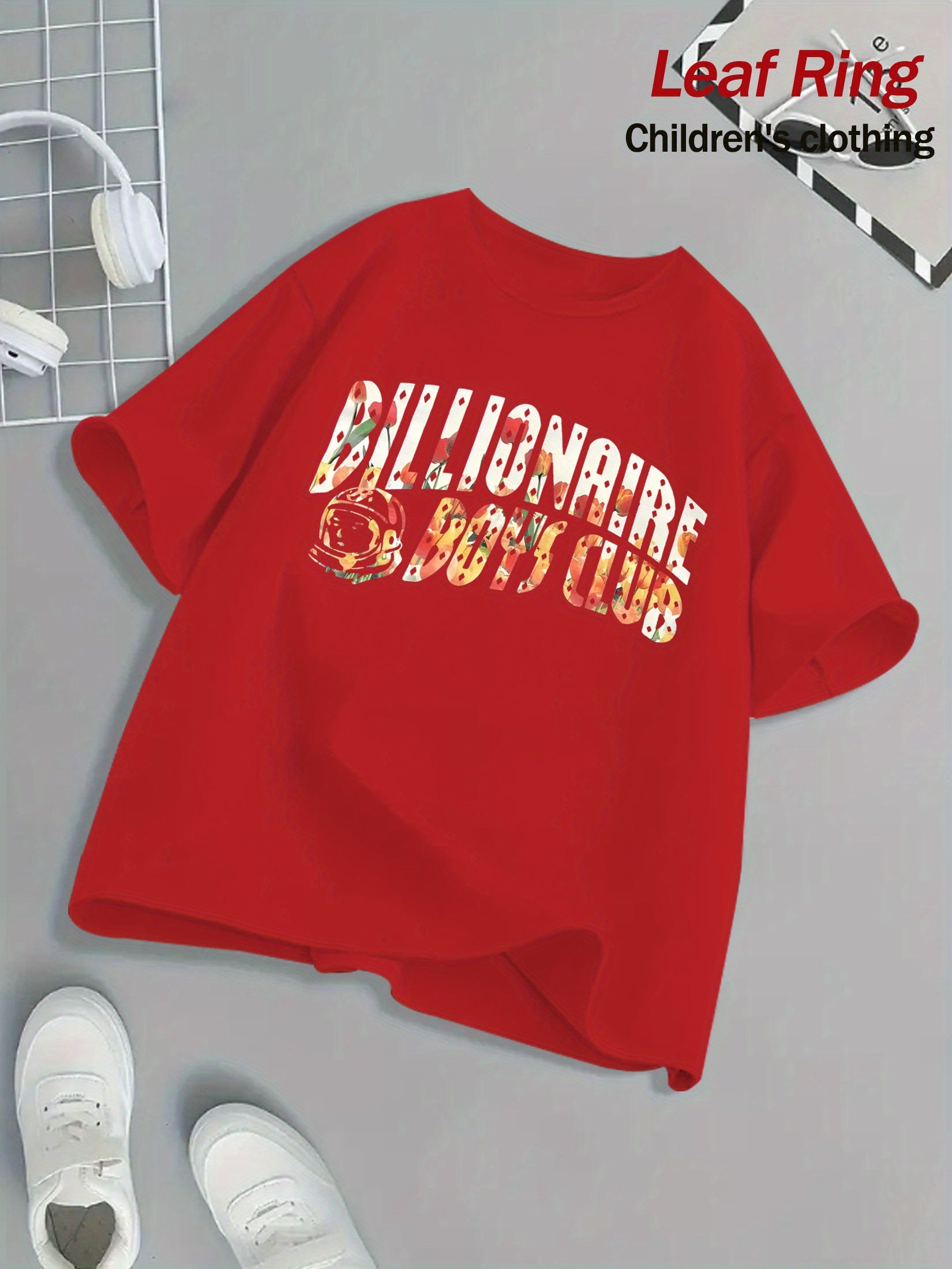 Billionaire Boys Club Floral Print T-Shirt - Bright Yellow, Kids' Summer Essential, 100% Cotton, Loose Fit, Casual Crew Neck, Short Sleeve, Machine Washable, Children's Playwear | Vibrant Kids Fashion | Breathable Fabric, Twe