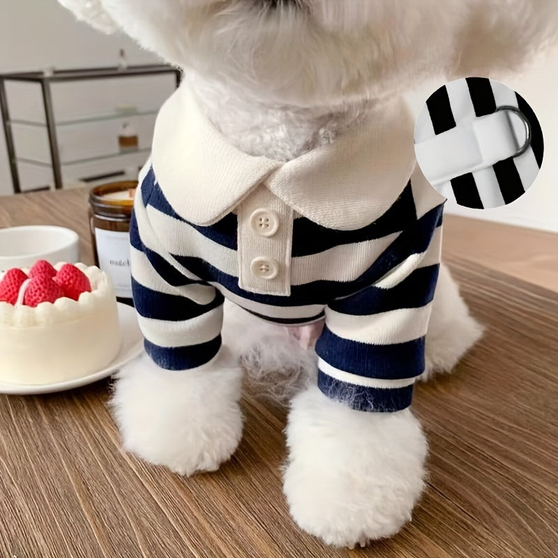 Dog Clothes Cute Shirt - Soft & Breathable Collared T-Shirt Summer Fall Outfits For Small Medium Dogs Cat - Great For Doggy And Kitten, Dog Leash On The Back