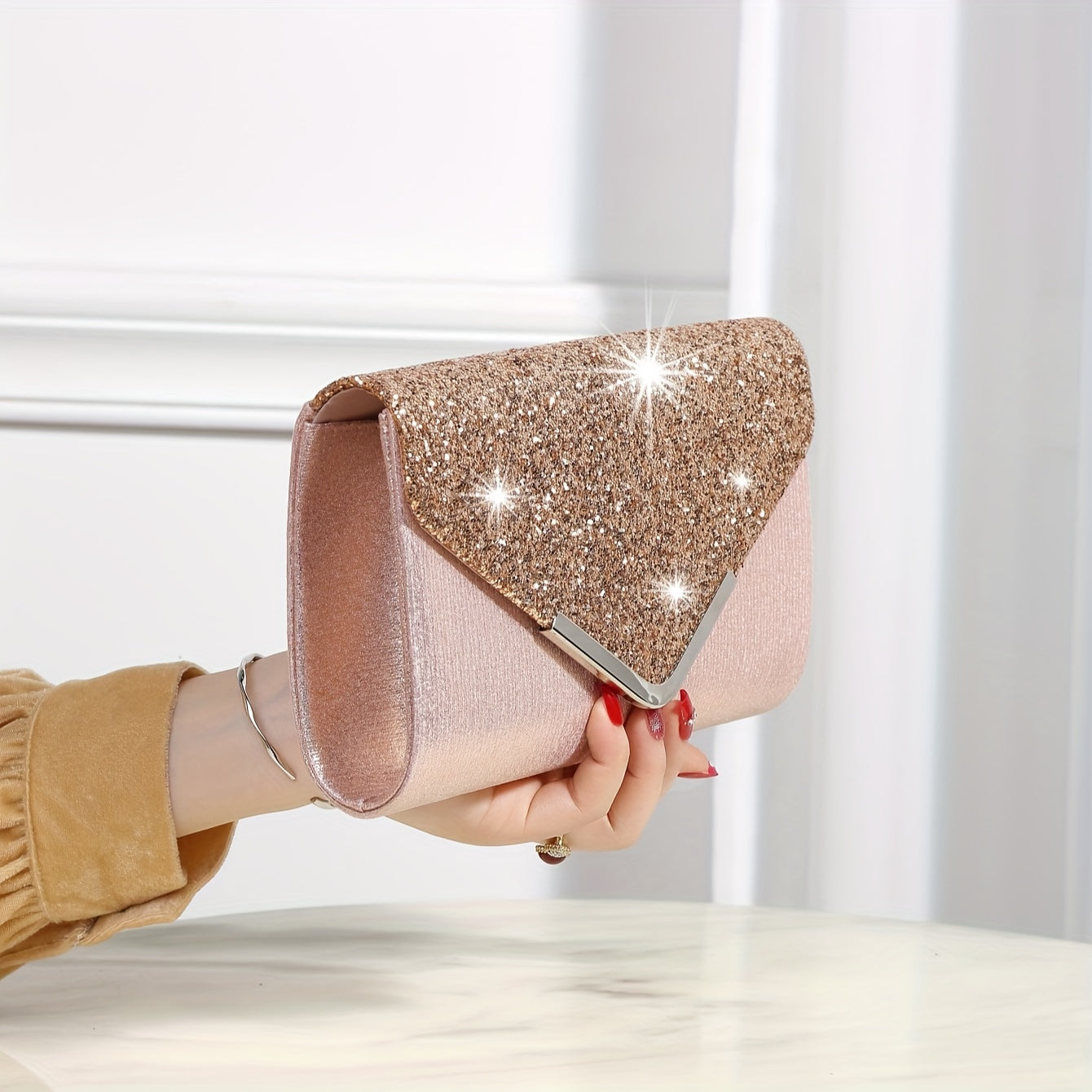 Shining And Charming Ladies' Evening Dress Bag, Fashionable And Elegant Luxury Hand-held Bag And Envelope Bag, Gorgeous Evening Bags For Women's Birthday Parties, Weddings, Dances, And Banquets