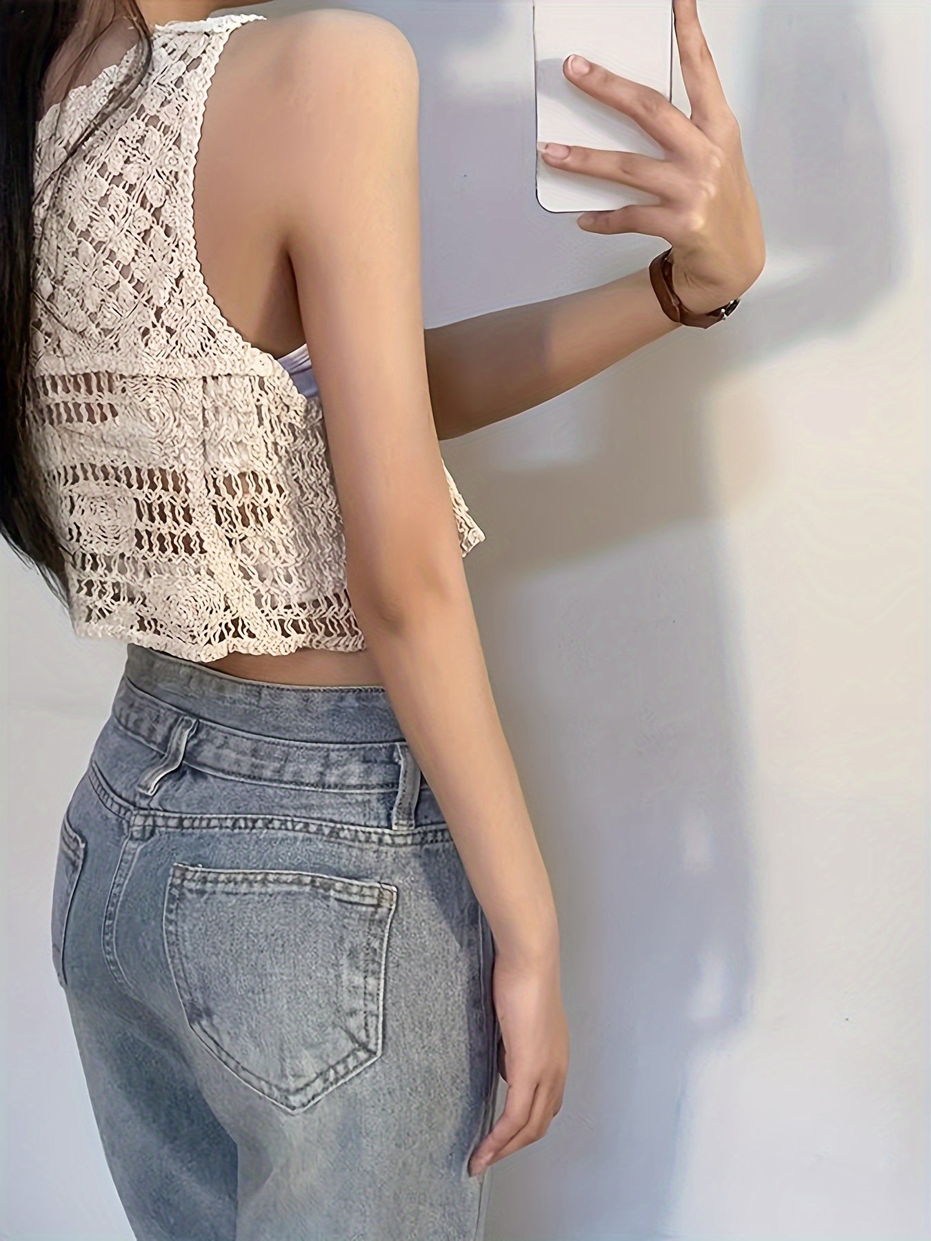 Girls Bohemian Style Knitted Cropped Cardigan Vest, Floral Embroidery With Button Detail, Kids Fashion Outerwear