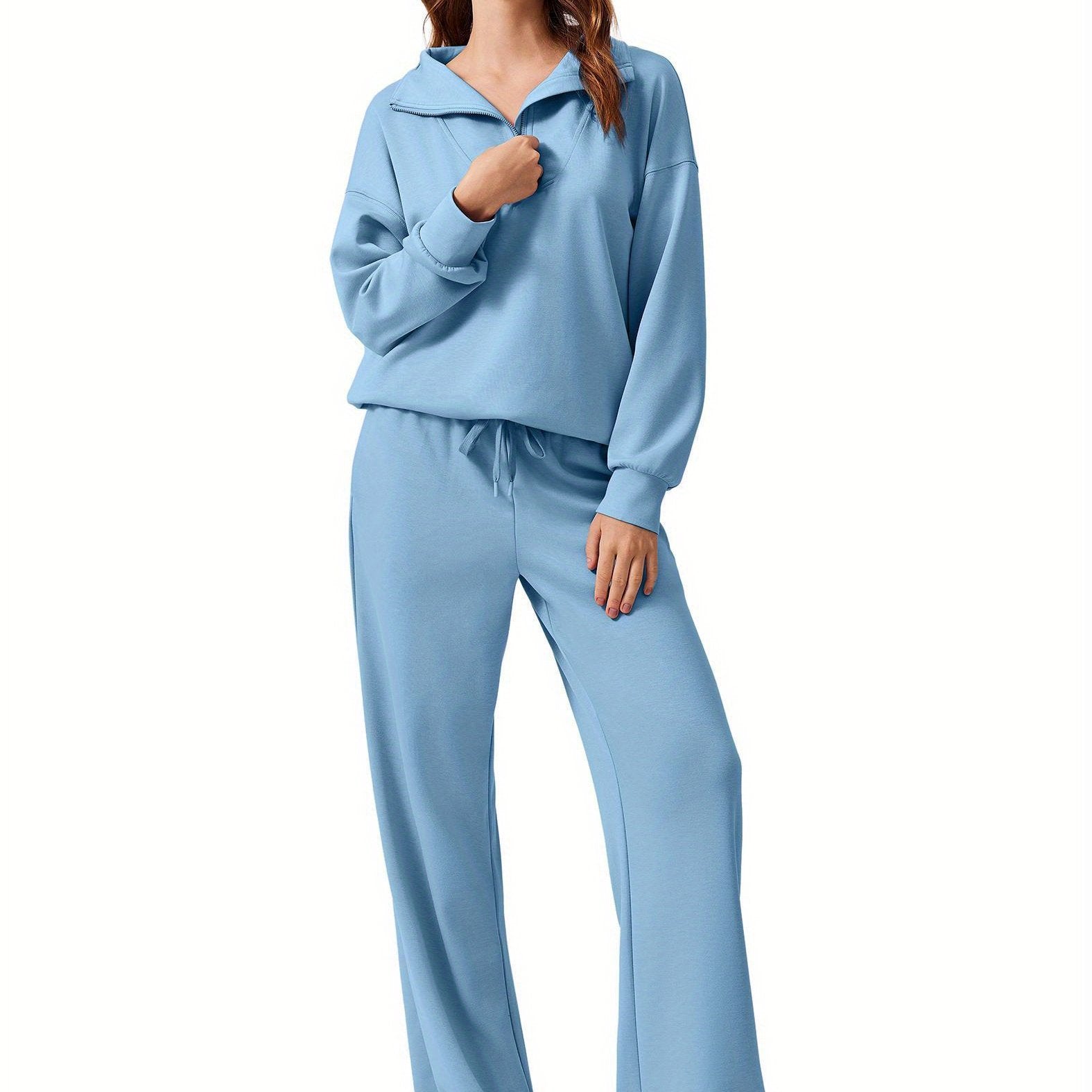 ELESOL 2pcs Sets for Women 2024 Fall Outfits Sweatsuit Oversized Sweatshirt Wide Leg Sweatpants Matching Set Tracksuit