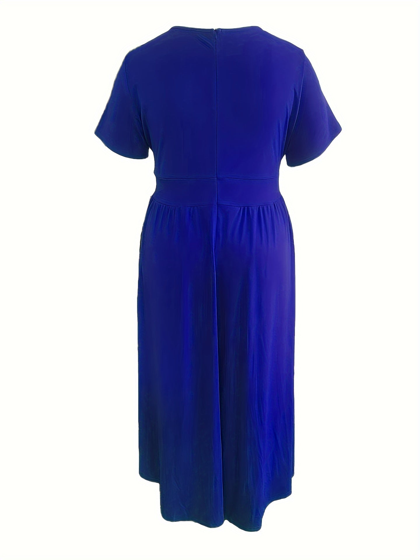 [Elegant Maxi Dress] Elegant Plus Size Solid Maxi Dress | Women's Medium Stretch Long Dress