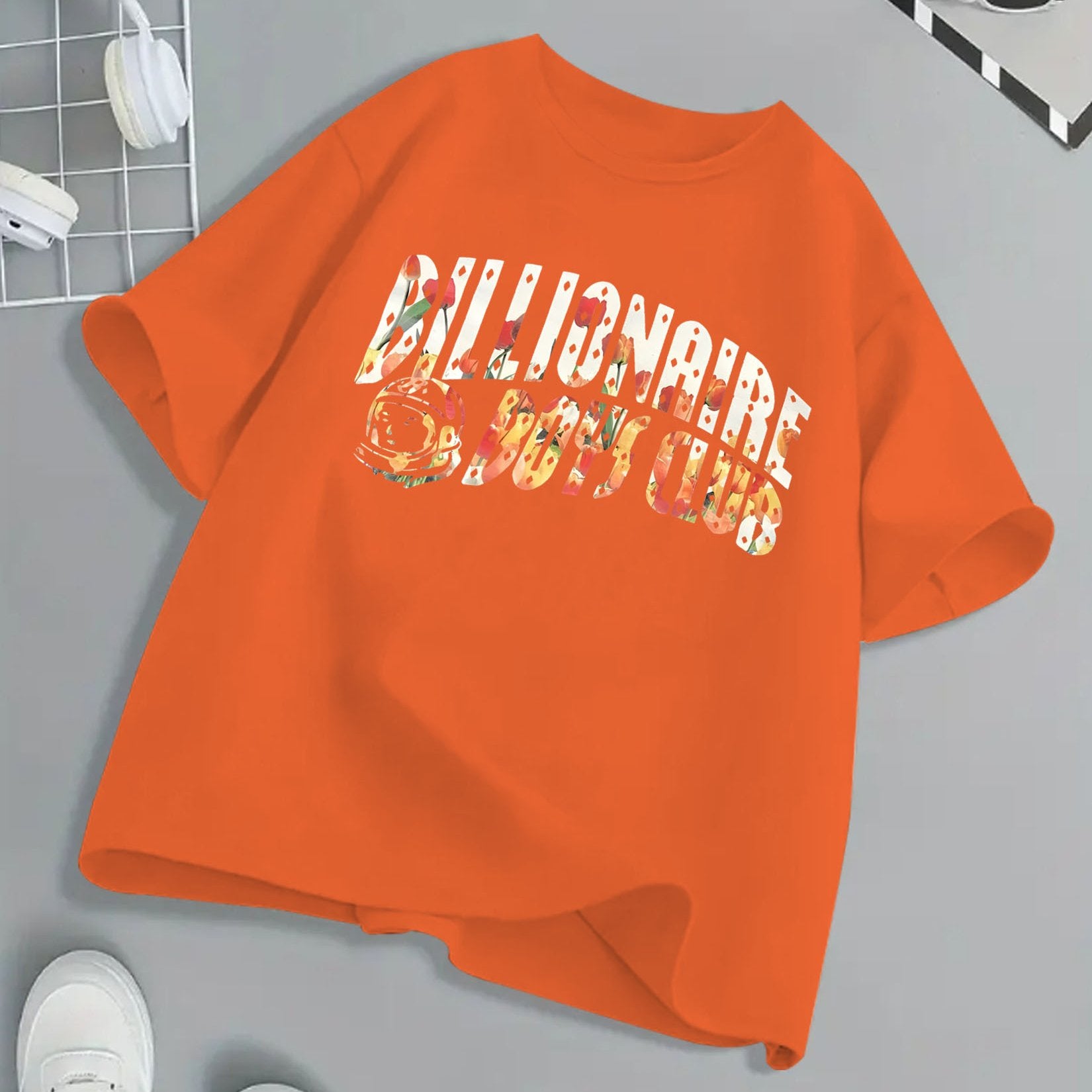 Billionaire Boys Club Floral Print T-Shirt - Bright Yellow, Kids' Summer Essential, 100% Cotton, Loose Fit, Casual Crew Neck, Short Sleeve, Machine Washable, Children's Playwear | Vibrant Kids Fashion | Breathable Fabric, Twe