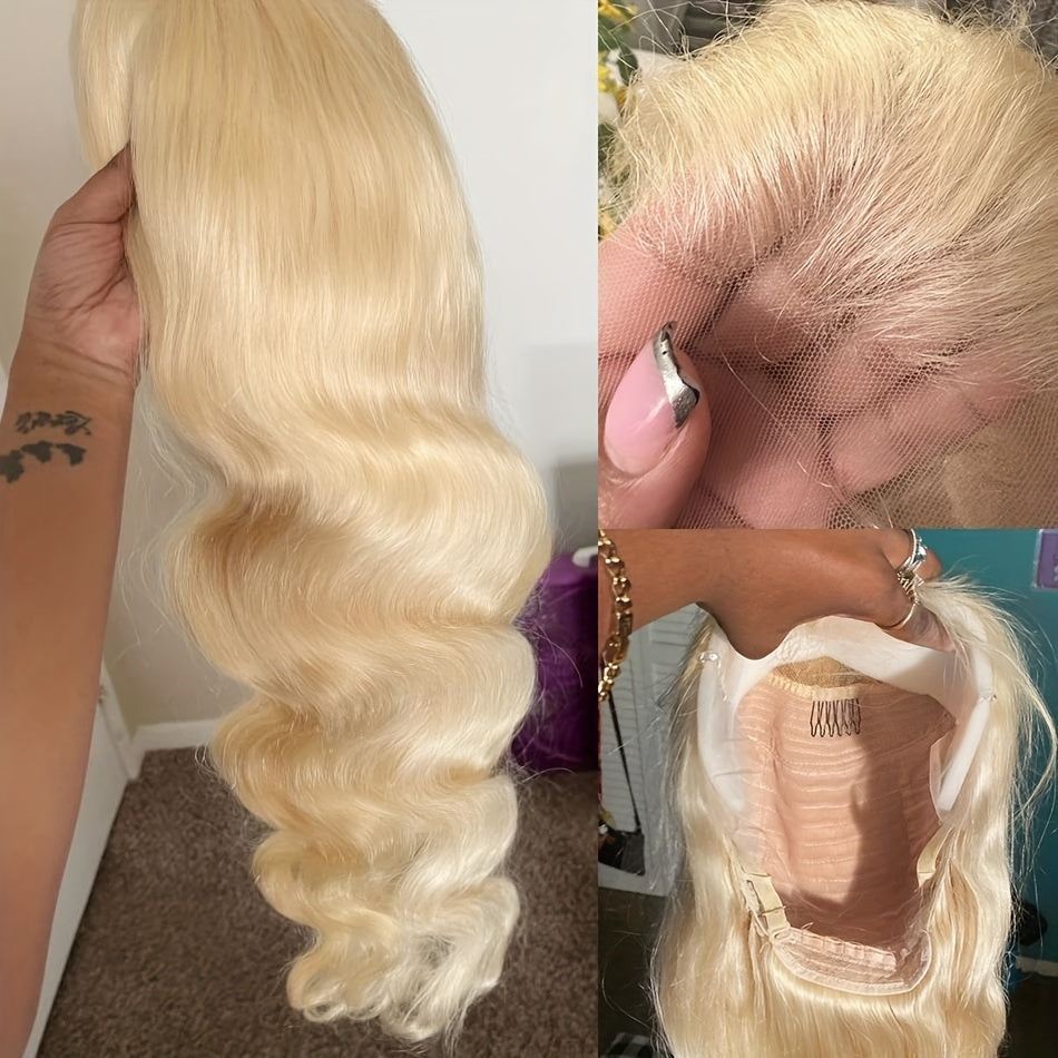 613 Lace Front Wigs Human Hair 180% Density 13x6 HD Transparent Lace Front Body Wave Wigs Human Hair Pre Plucked with Baby Hair Wigs 613 Blonde Lace Frontal Human Hair Wigs(16-36 inch, 613)