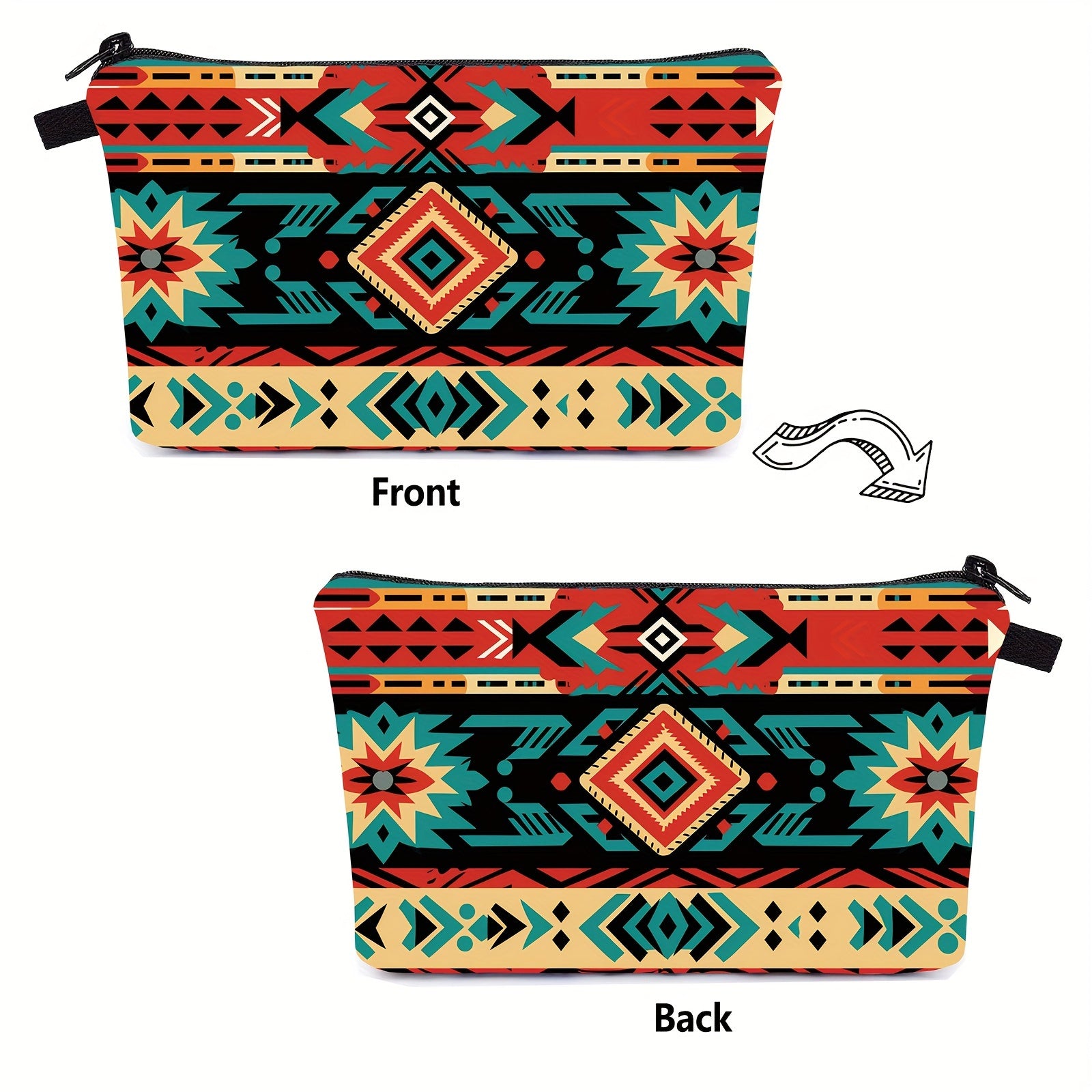 1 Piece Makeup Bag For Women, Aztec Travel Toiletry Pouch With Zipper Travel Packing Bag Small Cosmetic Bags Accessory Organizer For Women