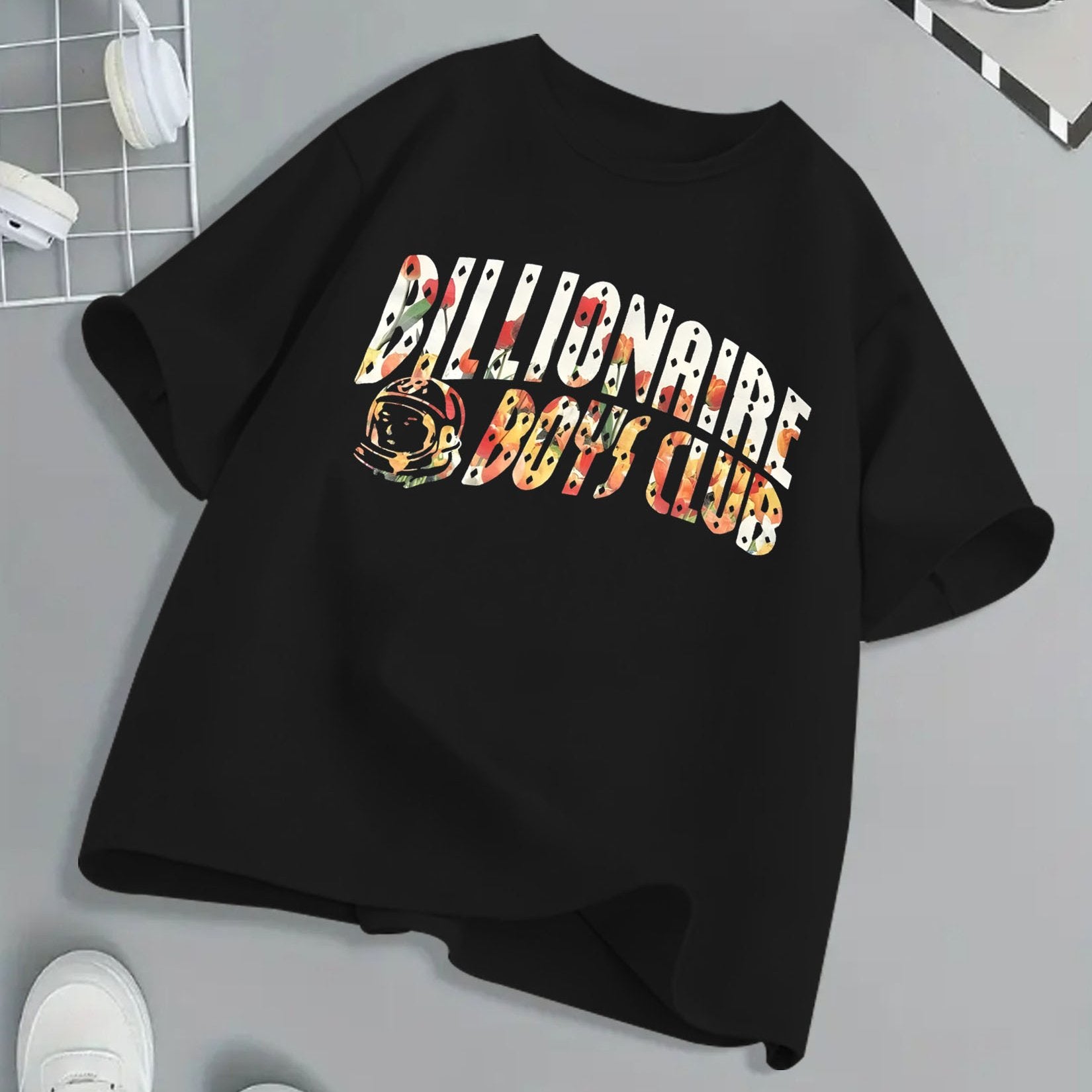 Billionaire Boys Club Floral Print T-Shirt - Bright Yellow, Kids' Summer Essential, 100% Cotton, Loose Fit, Casual Crew Neck, Short Sleeve, Machine Washable, Children's Playwear | Vibrant Kids Fashion | Breathable Fabric, Twe