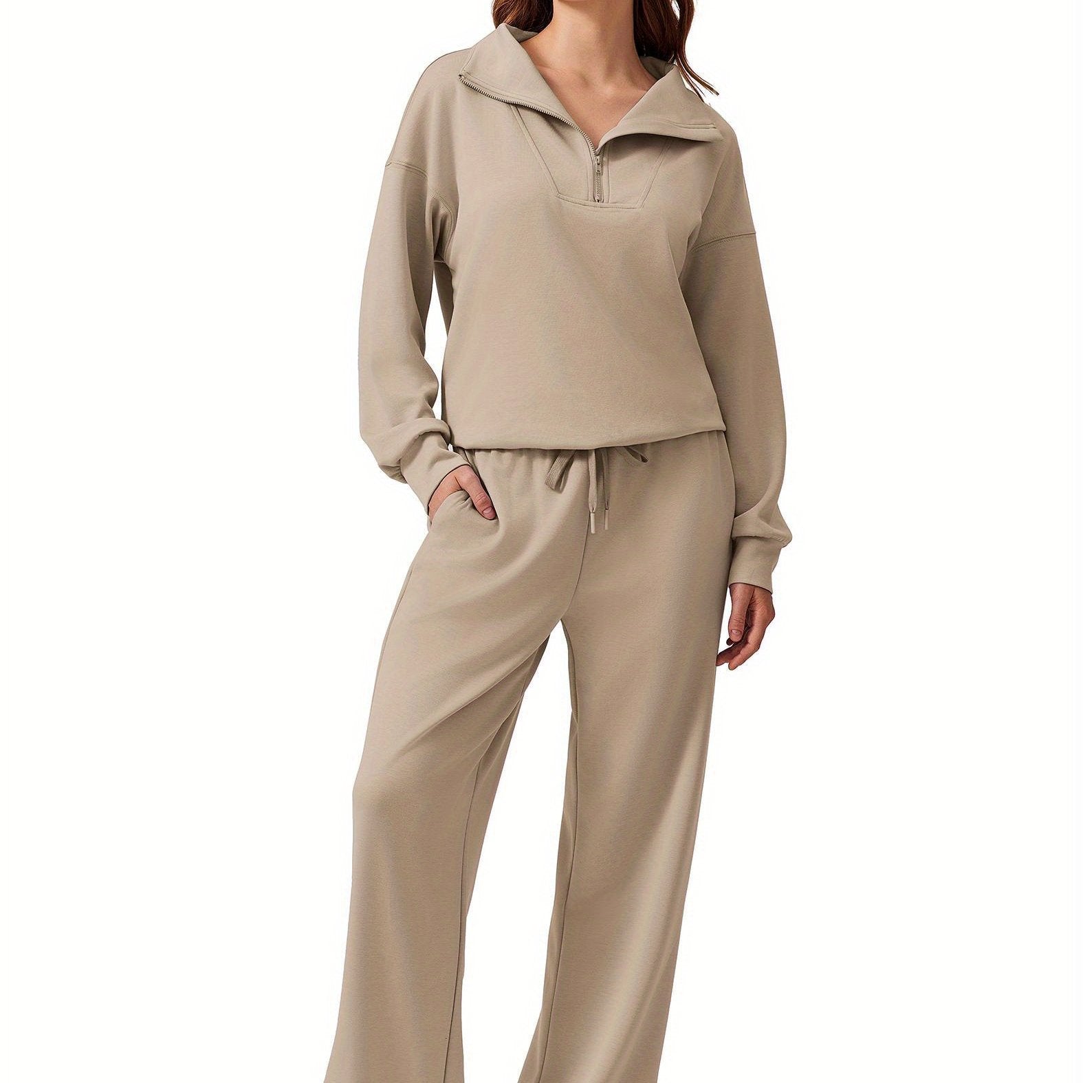 ELESOL 2pcs Sets for Women 2024 Fall Outfits Sweatsuit Oversized Sweatshirt Wide Leg Sweatpants Matching Set Tracksuit