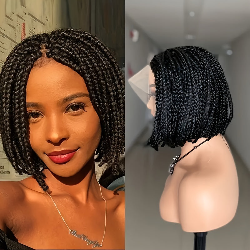 12 Inch Short Kinky Twist Braided Wigs For Women Heat Resistant Crochet Box Braided Wigs African Synthetic Braiding Hair Wigs