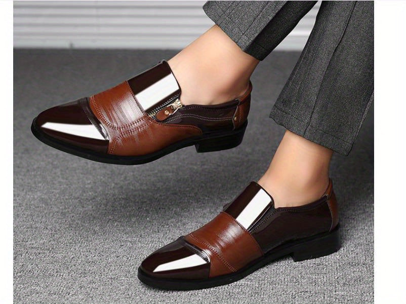 Mens Fashion Zipper Slip-On Shoes - Durable, Anti-Slip & Stylish - Perfect for Business & Casual Wear - Comfortable, Sophisticated Design