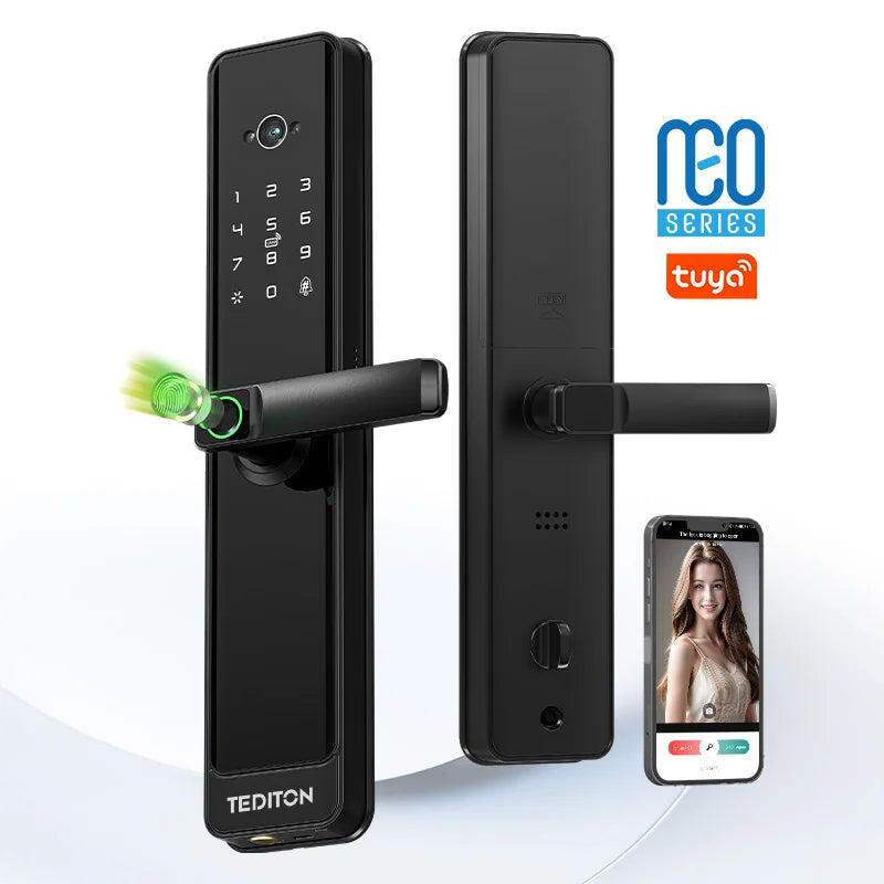 Tediton NEO Smart Lock Israel Tuya Electrical Fingerprint Card Digital Lock for Home Fingerprint Smart Locks With Key