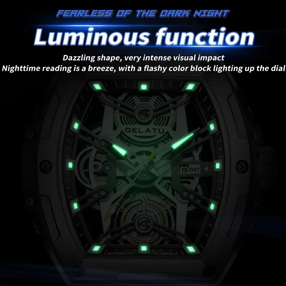 Gelatu 6012 Wholesale Mens Style Original Watch Waterproof Luminous Hands Automatic Mechanical Wristwatch for Men Montre Relojes