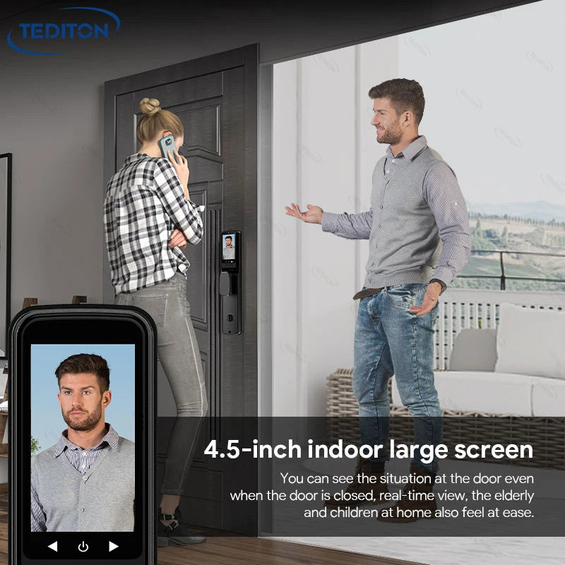 Real Time Smart Locks for Front Door Electronic Keypad Wireless Digital Password Fingerprint Card Keyless Entry Smart Lock