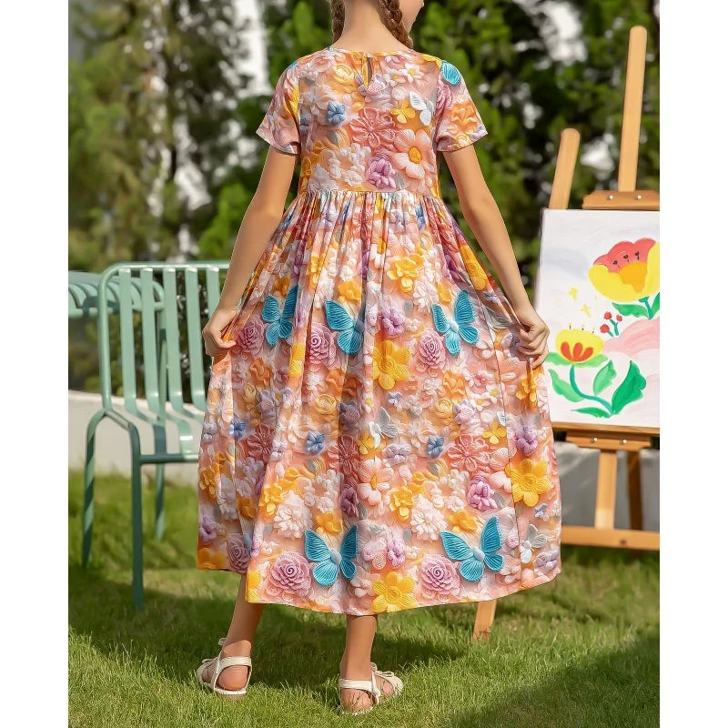 New 2025 Yellow Summer Dress Casual Knit Print on Demand Long Casual Dresses