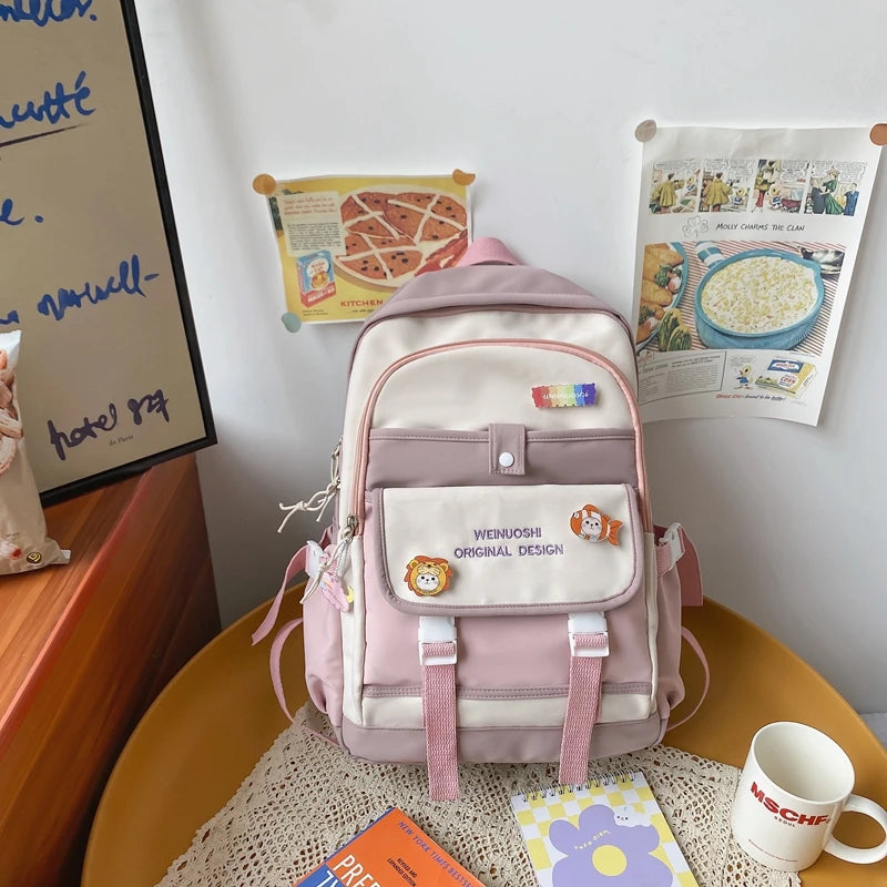 047 Student School Bag Girl Cute Backpack Versatile Backpack Large Capacity Travel Bag