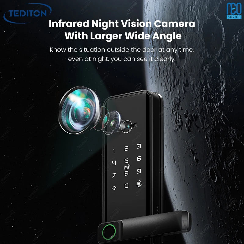 Tediton NEO Smart Lock Israel Tuya Electrical Fingerprint Card Digital Lock for Home Fingerprint Smart Locks With Key