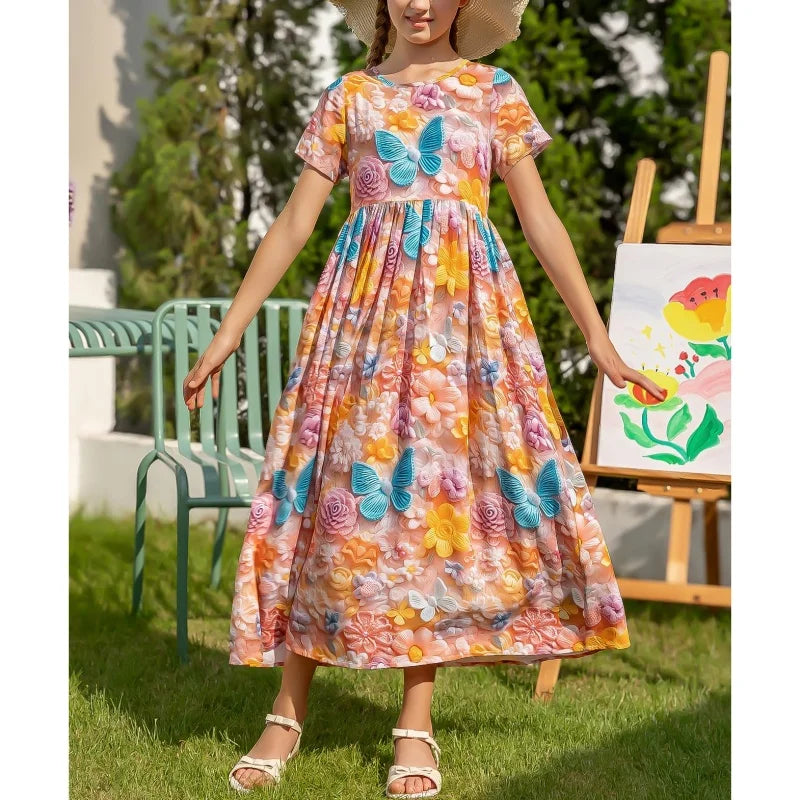 New 2025 Yellow Summer Dress Casual Knit Print on Demand Long Casual Dresses