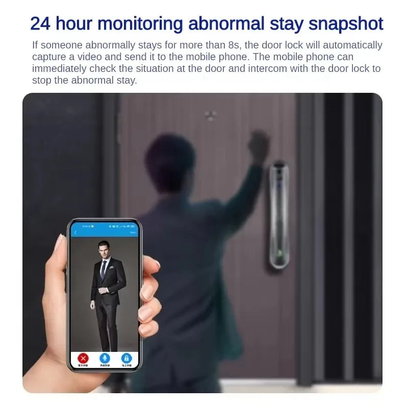 3D Face Smart Door Lock with Camera and Fingerprint Wifi Tuya Smart Locks for Front Door Electronic Keypad Smart Lock Door Hotel