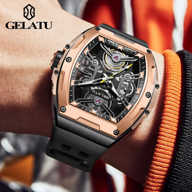 Gelatu 6012 Wholesale Mens Style Original Watch Waterproof Luminous Hands Automatic Mechanical Wristwatch for Men Montre Relojes