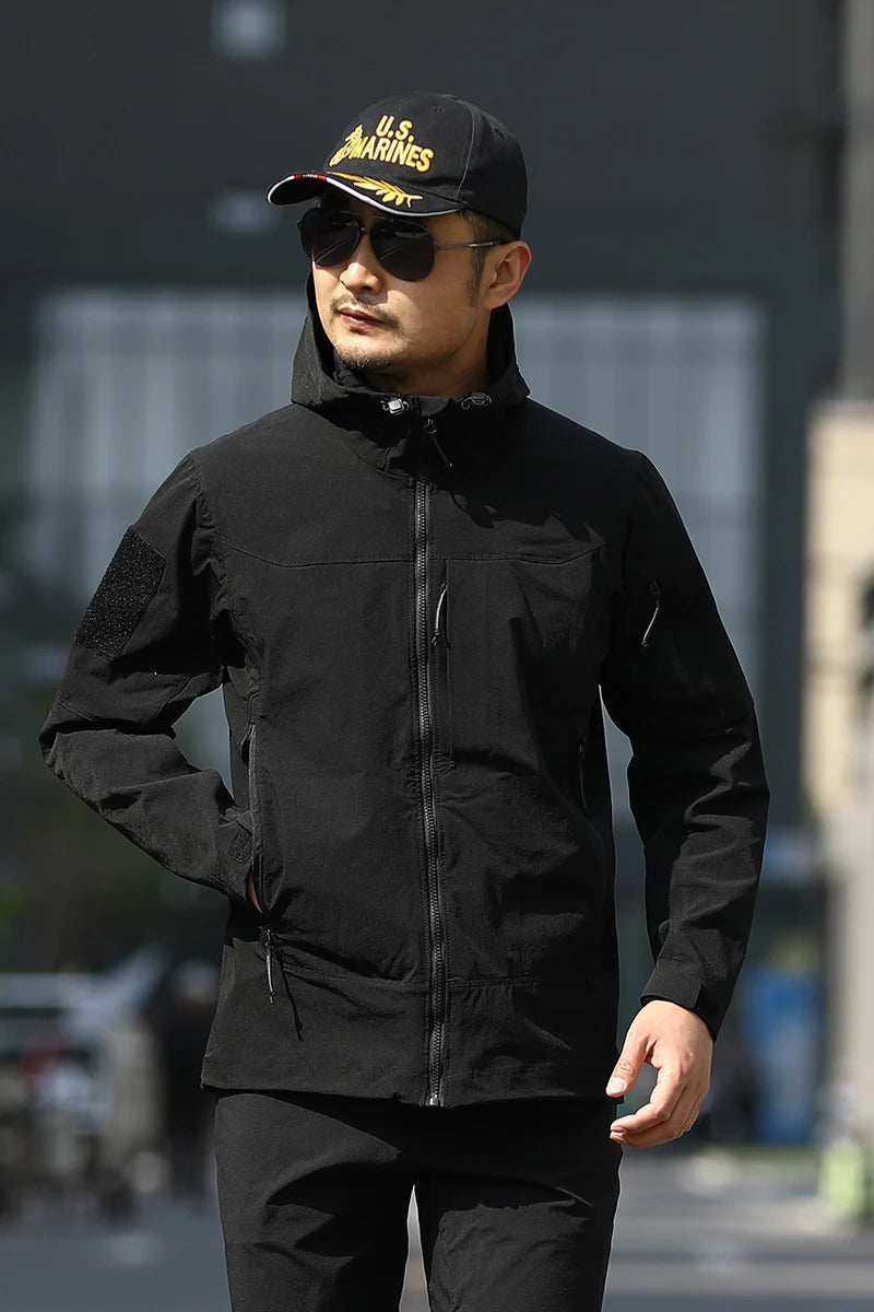 B4 Chain Mail Jacket for Men Windproof Scratch-proof Stain-proof Waterproof Multi-pocket Tactical Mens Jackets