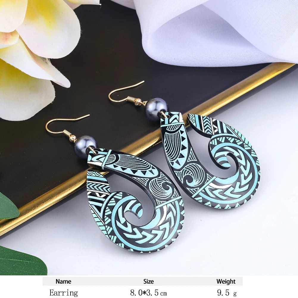 Cring Coco Women's Round Plumeria Drop Earrings Fashion Jewelry 2021 Hawaiian Flag Acrylic Resin Dangle Earring for Women Paty