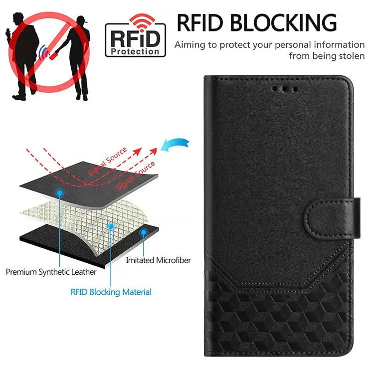 Shopify Top Selling Card Holder case for Cubot A20 Honeycomb Embossing RFID Leather Phone Case