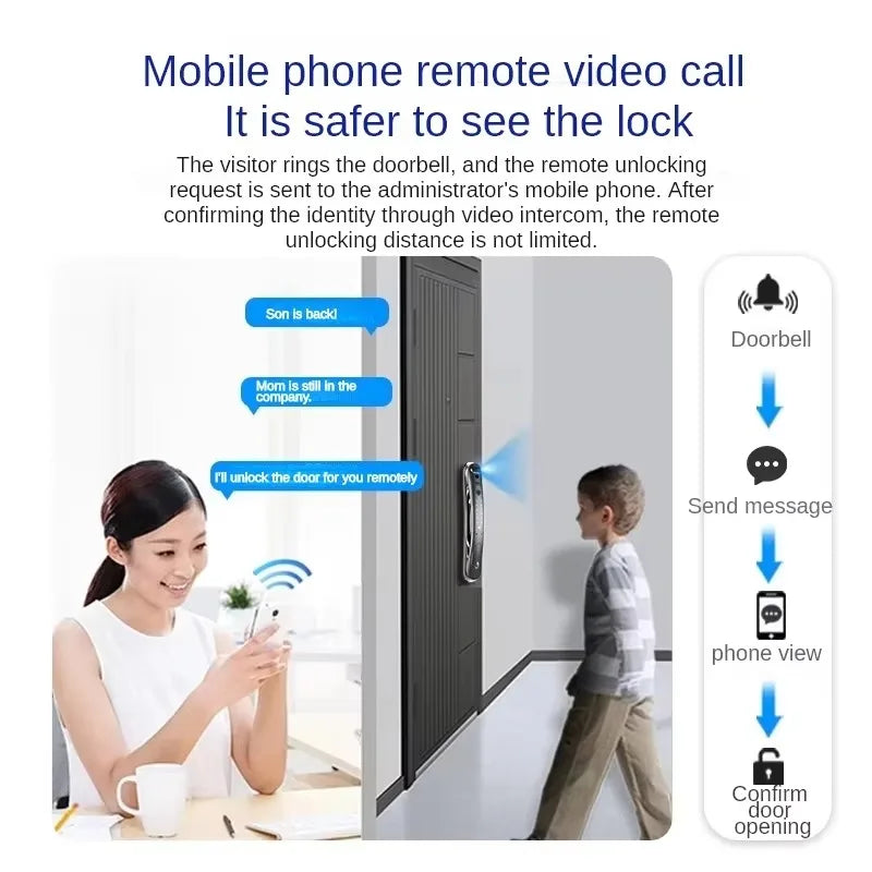 3D Face Smart Door Lock with Camera and Fingerprint Wifi Tuya Smart Locks for Front Door Electronic Keypad Smart Lock Door Hotel