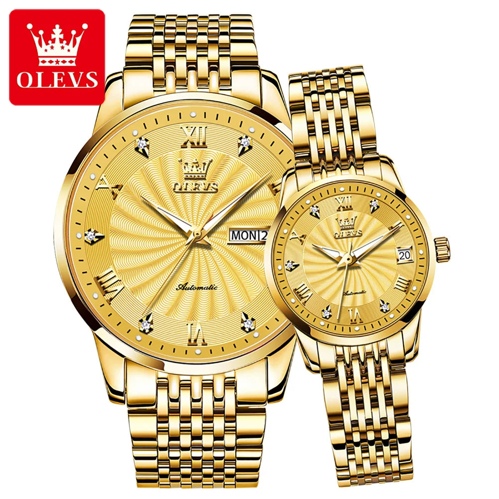 OLEVS 6630  OEM  Custom Classic Business Couple Watch for Man Luxury Fully Automatic Mechanical Watch Woman Mens Wrist Watch