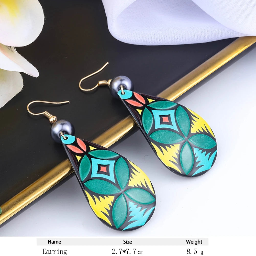 Cring Coco Women's Round Plumeria Drop Earrings Fashion Jewelry 2021 Hawaiian Flag Acrylic Resin Dangle Earring for Women Paty
