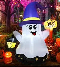 GOOSH 11.8 FT Halloween Inflatables Outdoor Indoor Party Decor Ancient Castle Archway Ghost Built-in LEDs Blow Yard Decorations