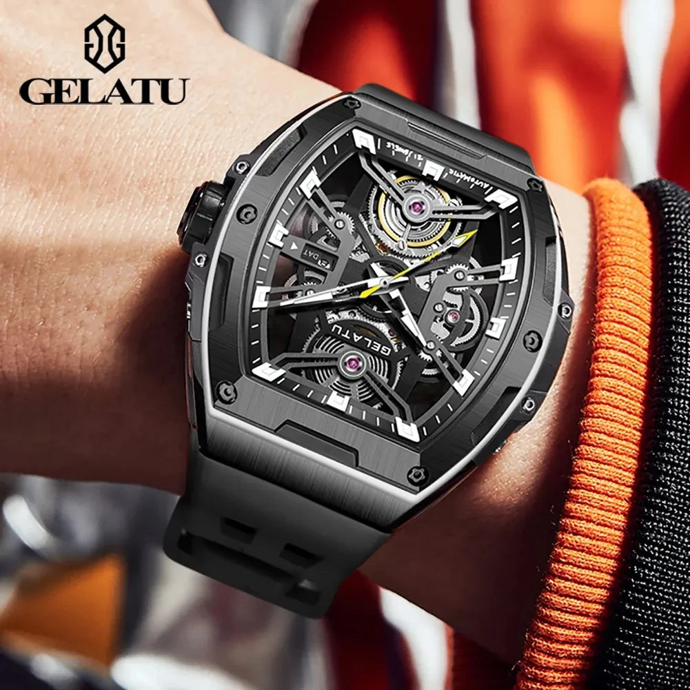 Gelatu 6012 Wholesale Mens Style Original Watch Waterproof Luminous Hands Automatic Mechanical Wristwatch for Men Montre Relojes